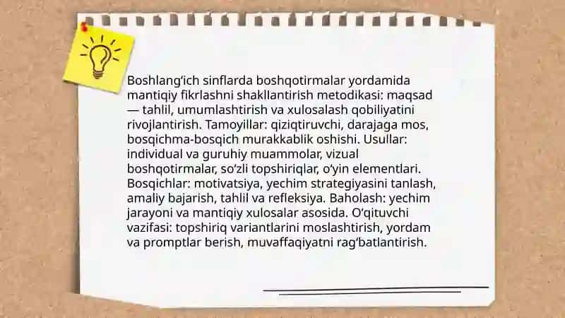 Boshlangʻich sinf matematika darslarida boshqotirmalarni yechishga o’rgatishda mantiqiy va tanqidiy fikrlashni rivojlantirish 4