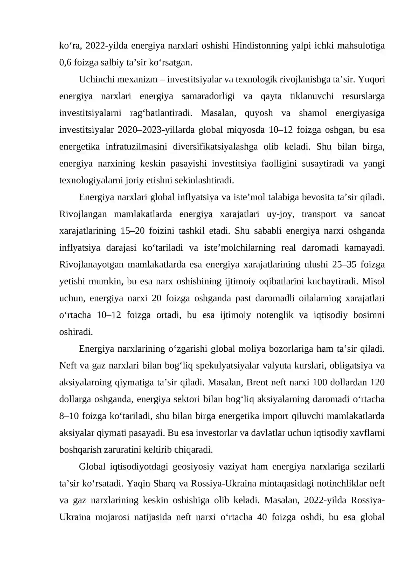 Energiya narxlari va neft eksport qiluvchi mamlakatlar iqtisodiy dinamikasi 4