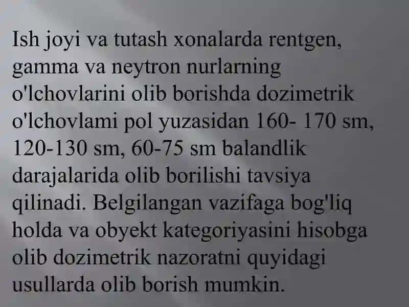 Kasalxona rentgenologik va radiologik bo’limlarida dozimetrik va radiometrik 4