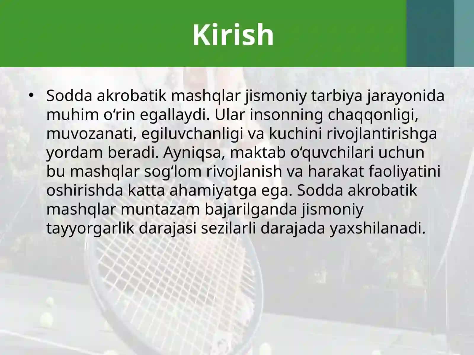 Sodda akrobatik mashqlar 4