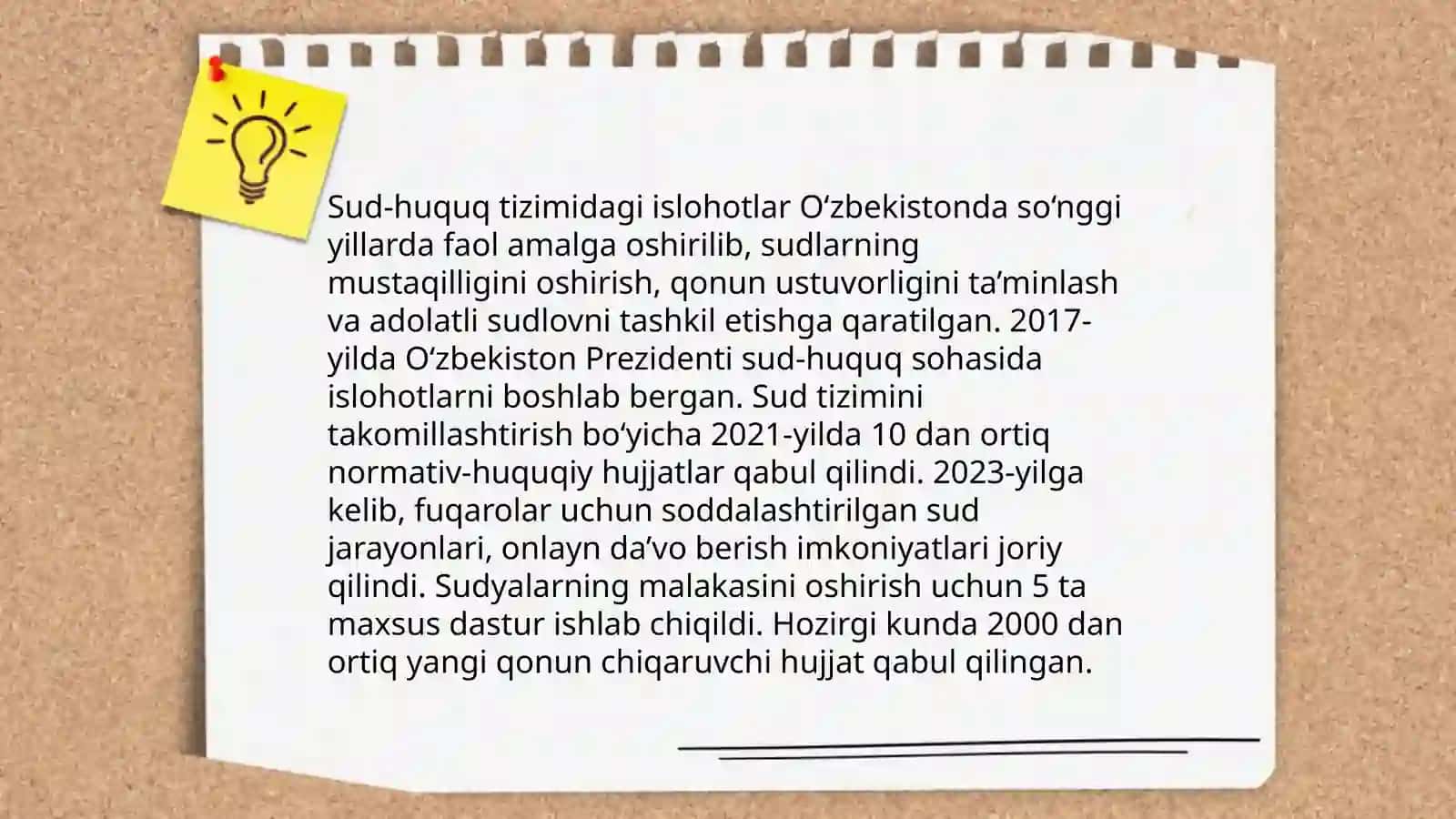 Yangi Oʻzbekistonda Sh.M.Mirziyoyev rahbarligida amalga oshirilayotgan islohotlar 4