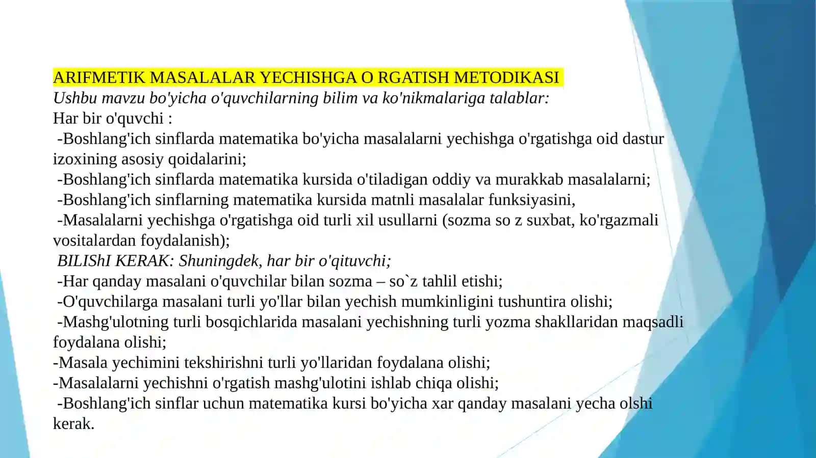 Arifmetik masalalar yechishga o‘rgatish metodikasi 4