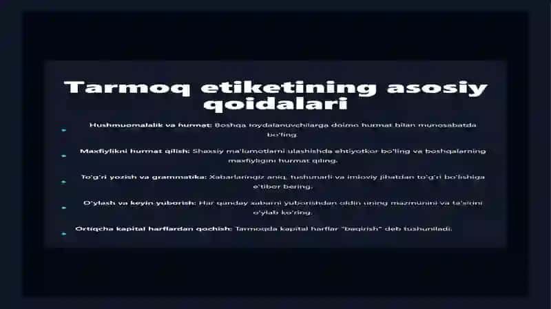 Internet tarmog'idan foidalanish bo'yicha sog'lom muxitni shaklantirish. 4