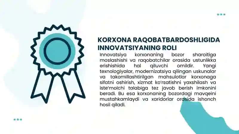 Korxonalarda innovatsion faoliyat samaradorligini oshirish 4