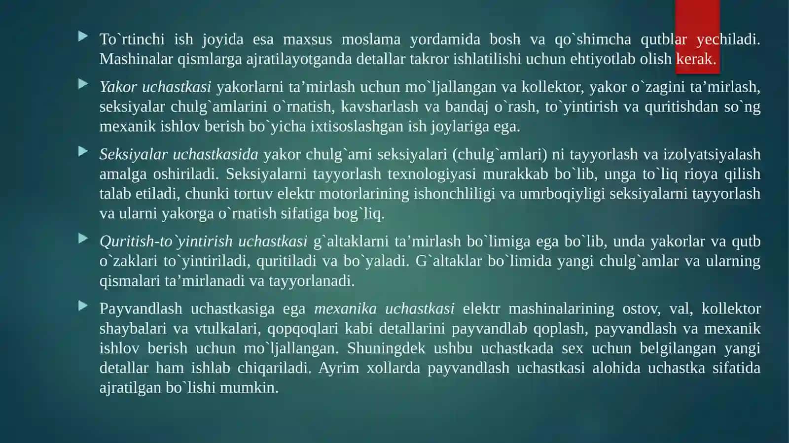 Elektr mashina sexlarida ishlab chiqarishni tashkil etish 4