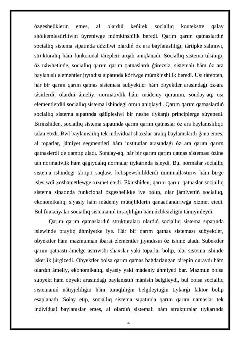 Qarım-qarım qatnastıń dúzilisi quralları hám dárejeleri 4