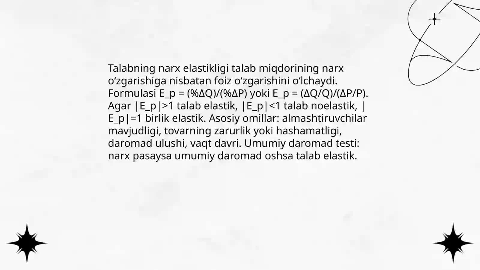 Elastiklik tushunchasi va uning turlari 4