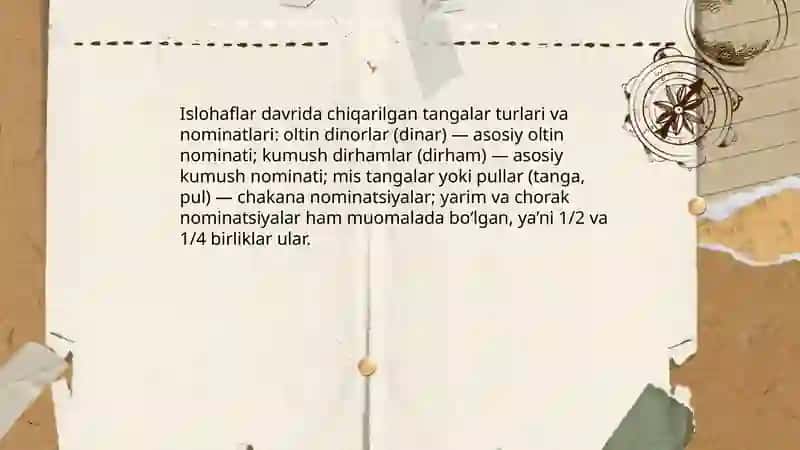 Xorazim shohlar davlatida amalga oshirilgan pul islohaflar 4