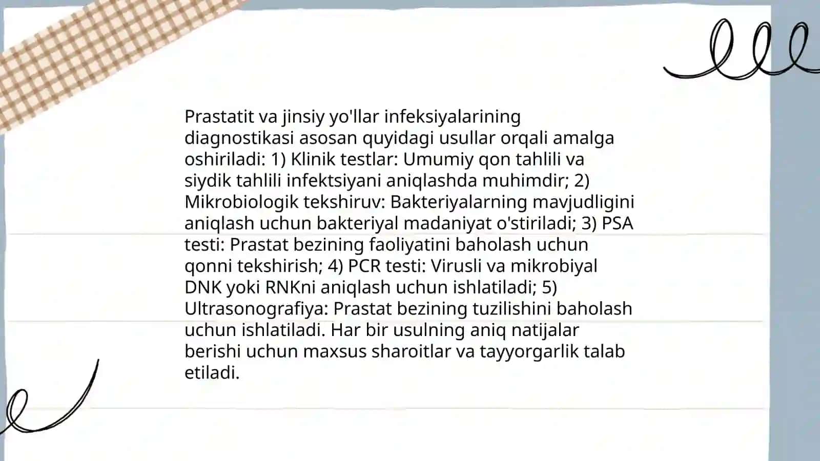 Prastatit va jinsiy yollar infeksiyasi. Davolash diagnostikasi 4