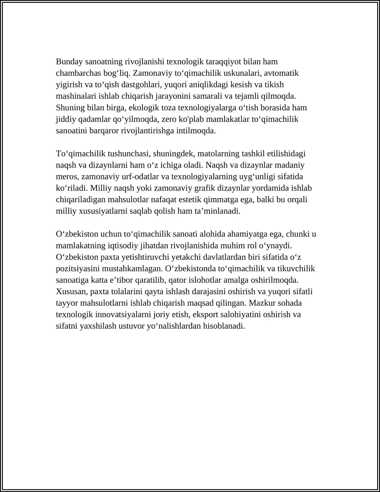 TOʻQIMALAR HAQIDA TUSHUNCHA 4