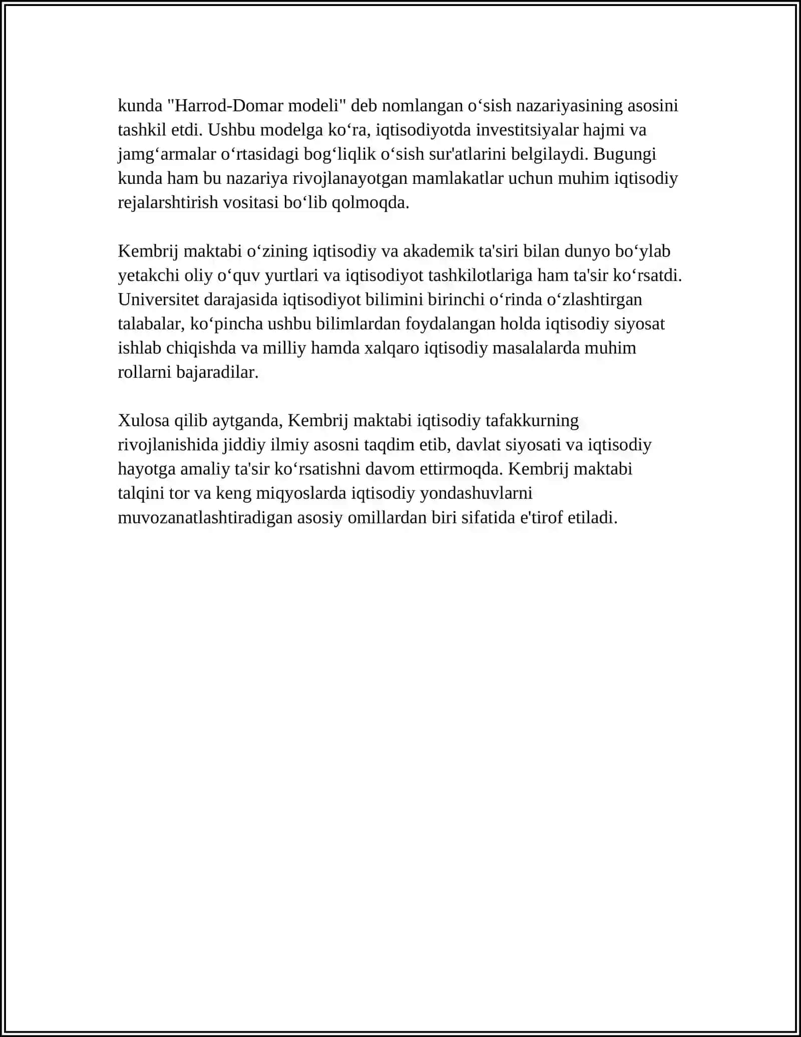 KEMBRIJ MAKTABI. ALFRED MARSHALLNING TA'LAB VA TAKLIF NAZARIYALARI 4