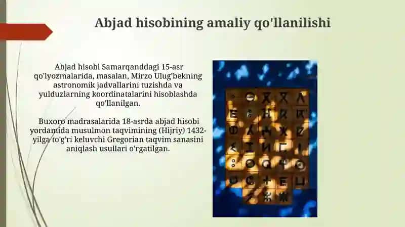 Abjad hisobi. Hijriy va milodiy yillarni hisoblashyo‘llari 4