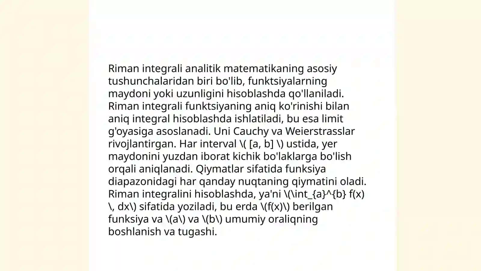 Aniq integral (Riman integrali) ta’riflari 4