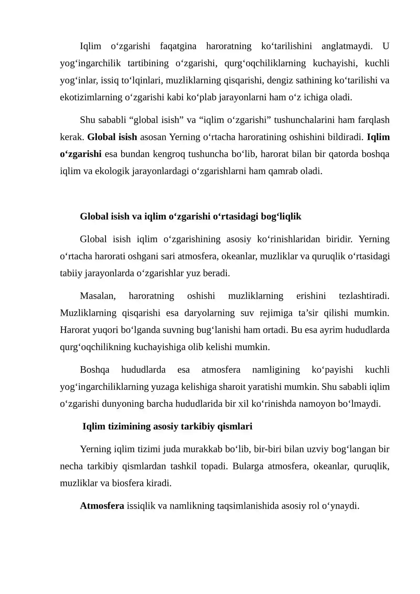 IQLIM O‘ZGARISHINING SABABLARI VA OQIBATLARI 4