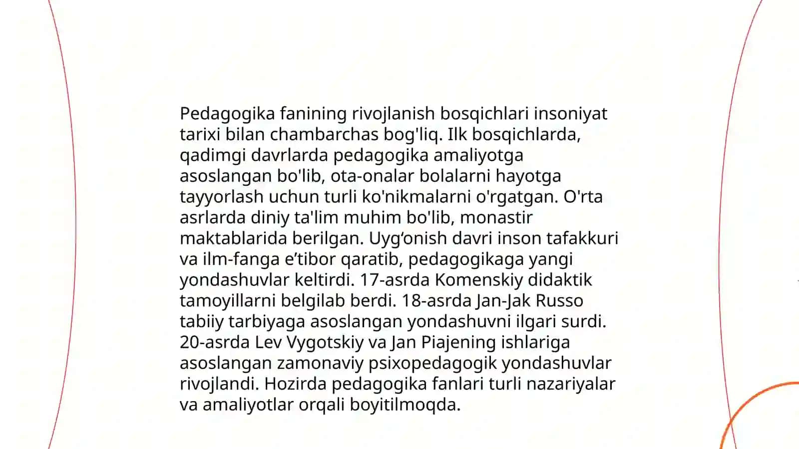 Jahon pedagogika fanining rivojlanish tarixi bayoni 4