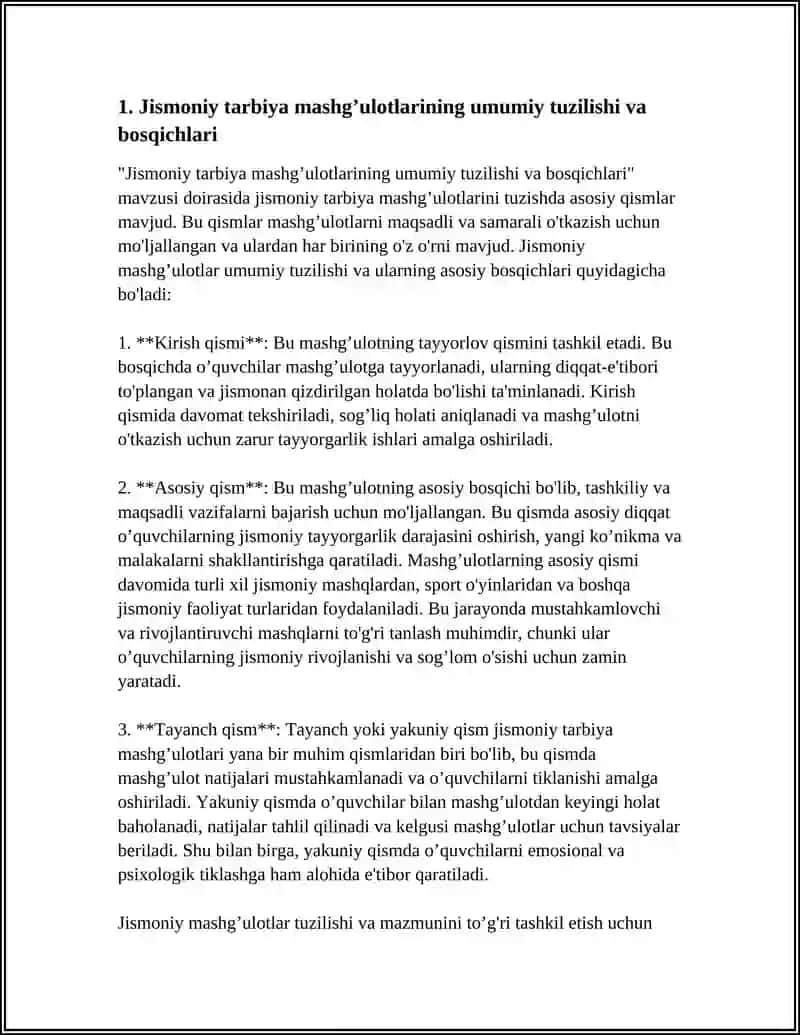 JISMONIY TARBIYA MASHG’ULOTLARINING TUZILISHI VA MAZMUNI 4