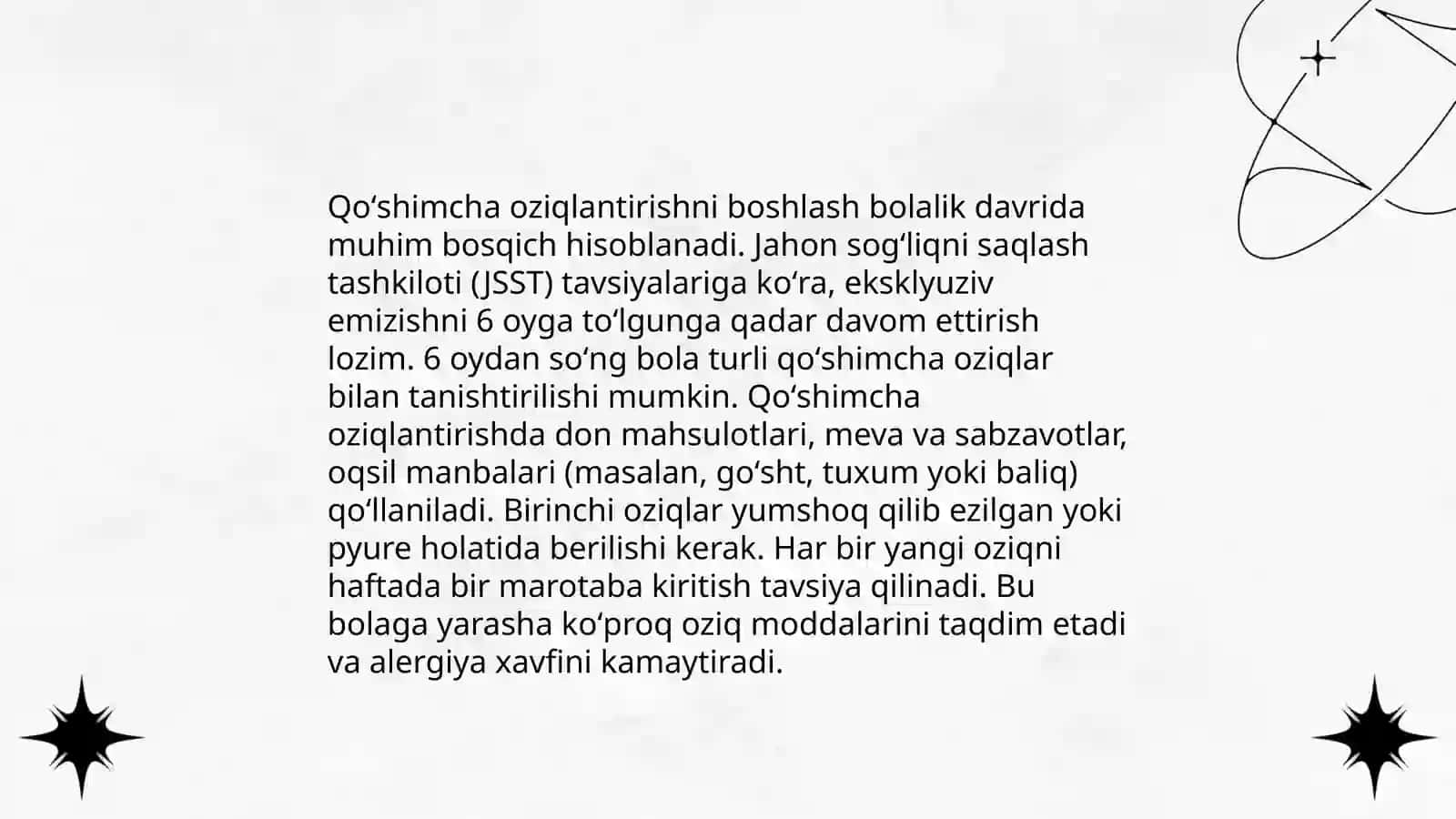 Turli yosh davirlarda bolalar ovqatlanishining oʻziga xosligi ovqatlanish gigenasi 4