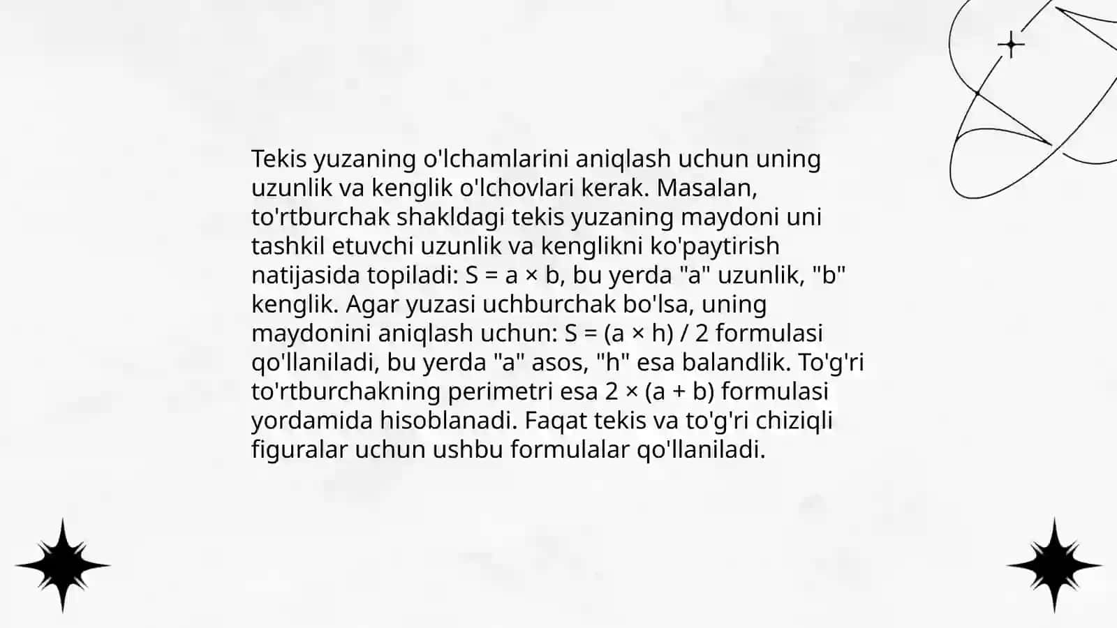 To'g'ri yuzaning geometirik xususiyatlari 4