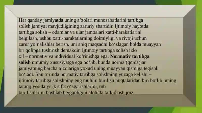 IJTIMOIY MUNOSABATLARNI NORMATIV TARTIBGA SOLISHNING OBYEKTIV ZARURIYATI 4