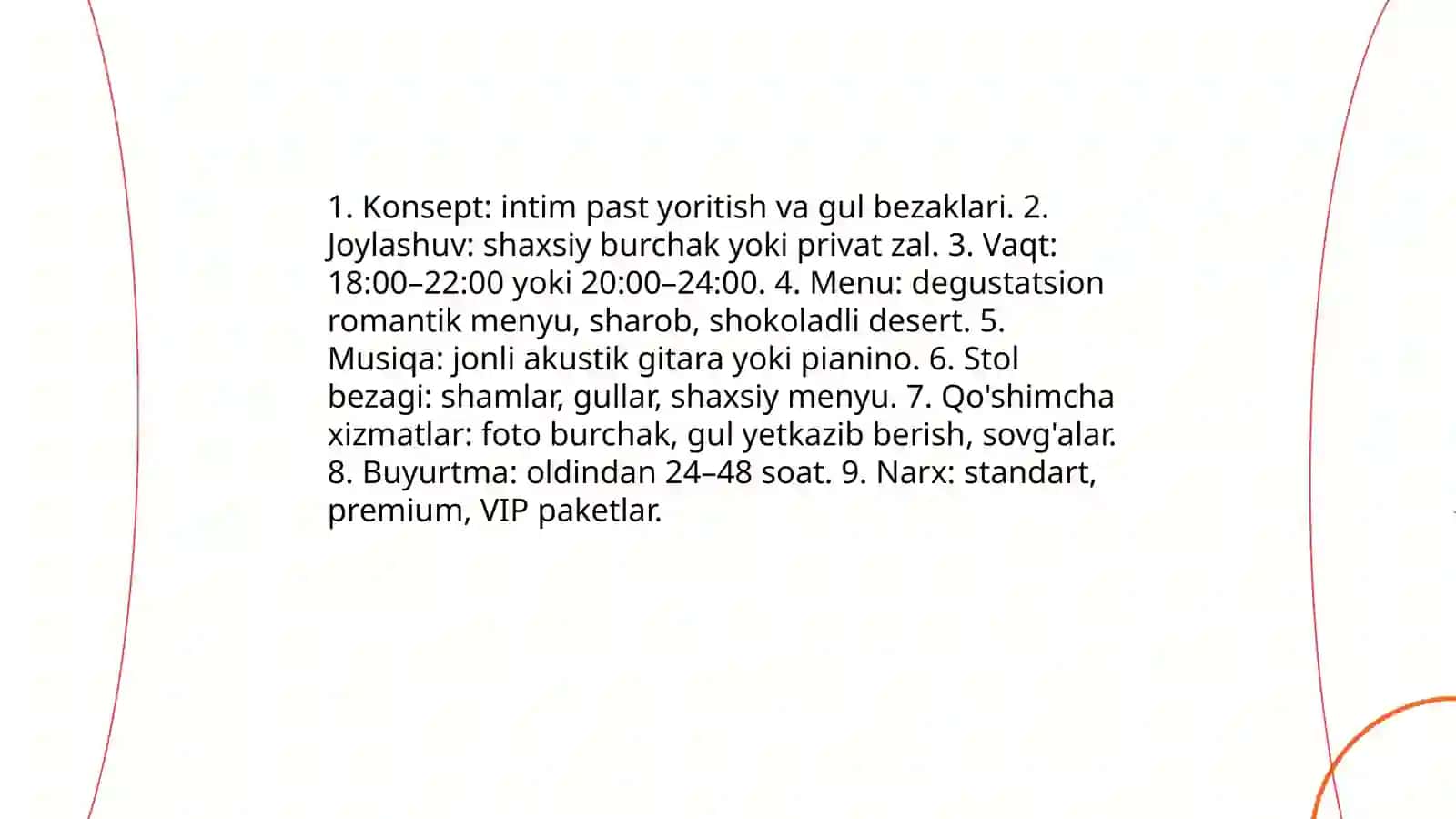 Mehmonxona ovqatlantirish maskanlari uchun tadbir dasturlar 4