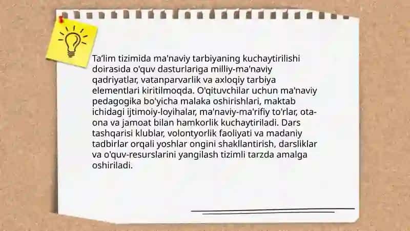 Yangi Oʻzbekistonda amalga oshirilayotgan manaviy oʻzgarishlar 4