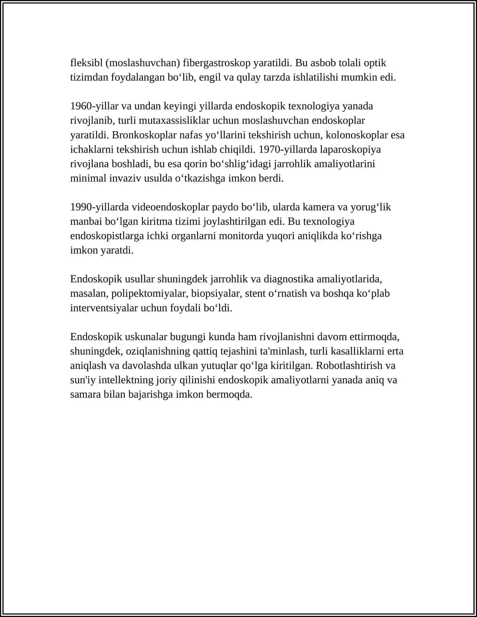 TIBBIYOTDA ENDOSKOPIK USULLARNING QOLLANISHI 4