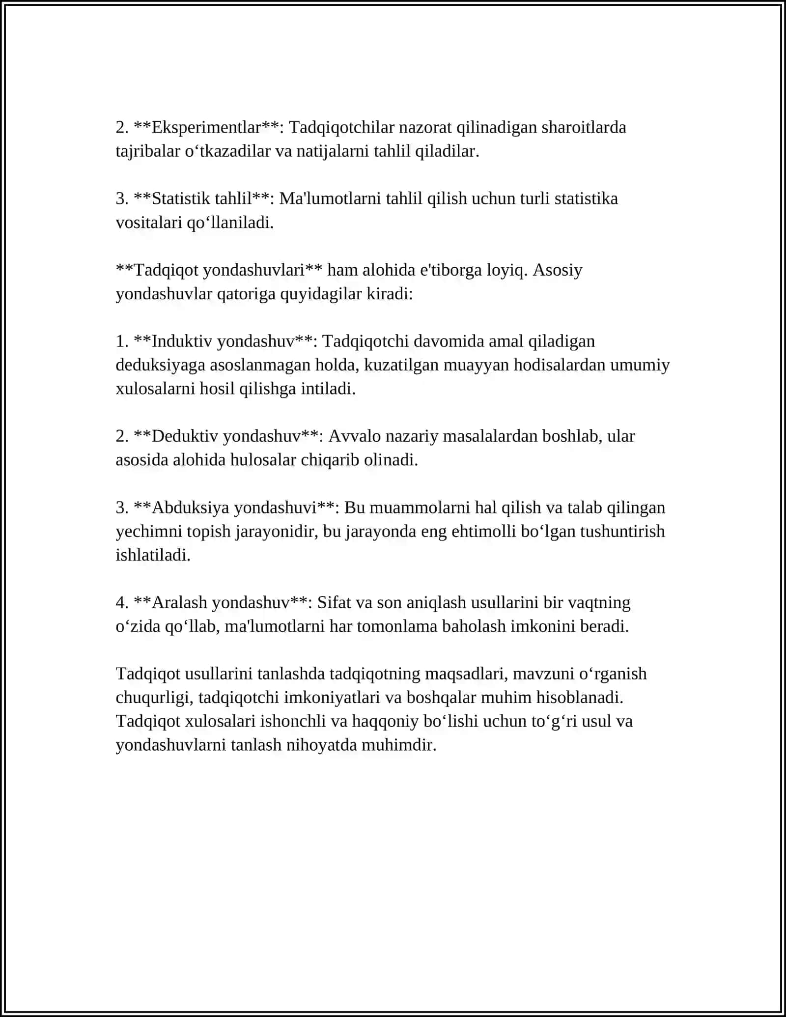 TURLAR VA YONALISHLARNI ISHLAB CHIQISH 4