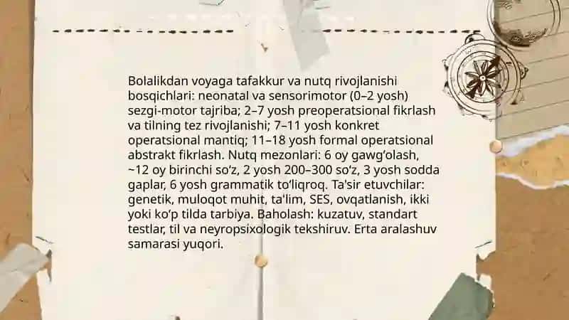 Tafakkur va nutqning psixolog tavsifini tahlil qilish va tahliliy ma'lumotnoma tayyorlash 4