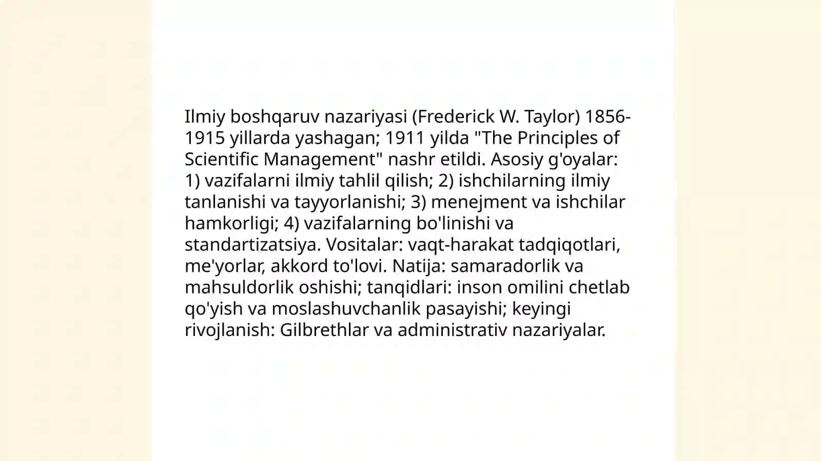 Menejment rivojlanish tarixi va hozirgi holati 4