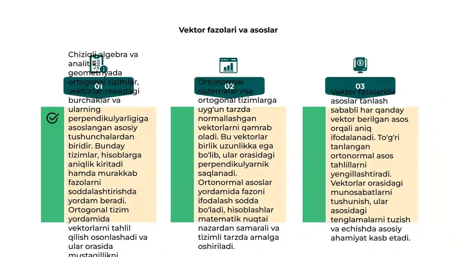 Chiziqli algebra va analitik geometriya: Ortogonal va ortonormal sistemalar 4