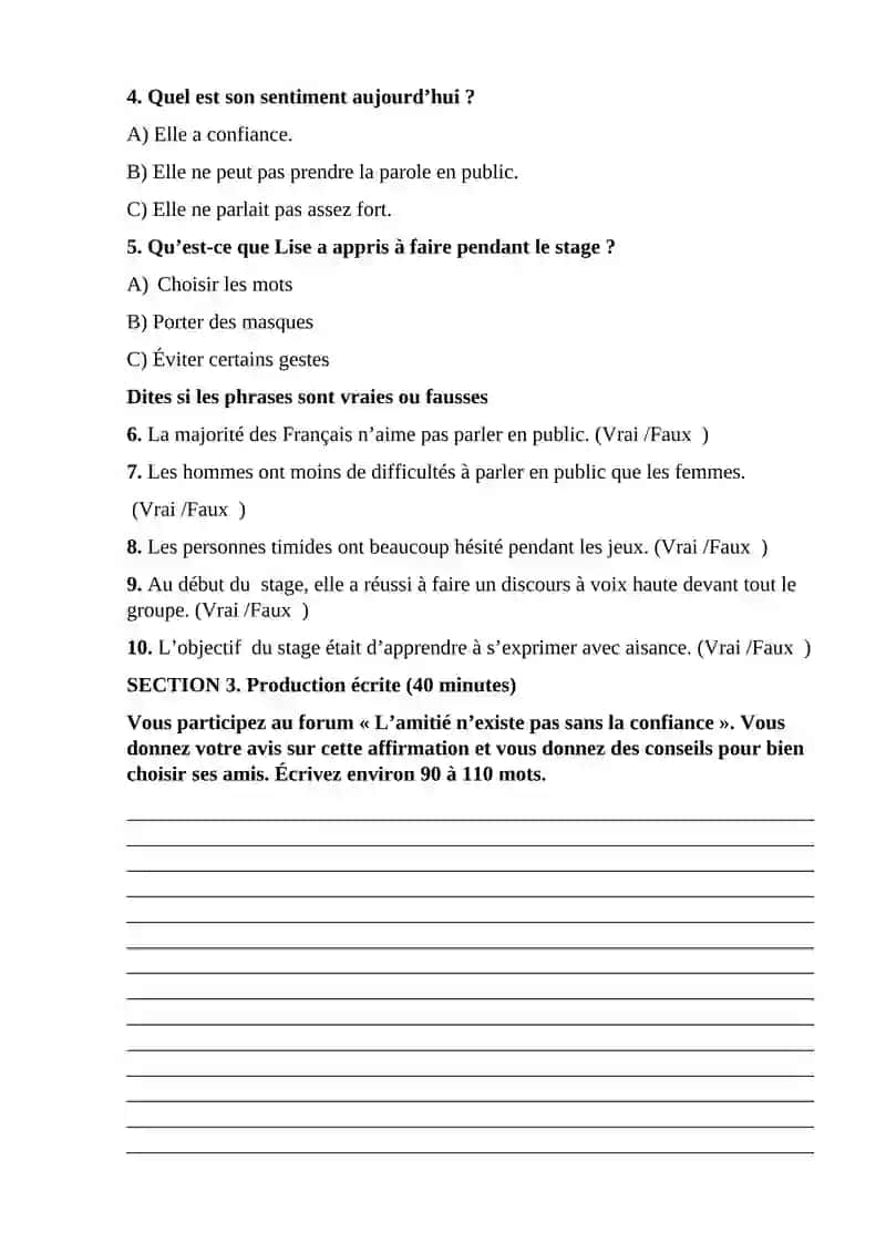 EXAMEN FINAL POUR LES ÉLÈVES DE LA 11E ANNÉE DES ÉTABLISSEMENTS D'ENSEIGNEMENT GÉNÉRAL POUR L'ANNÉE SCOLAIRE 2024-2025 4