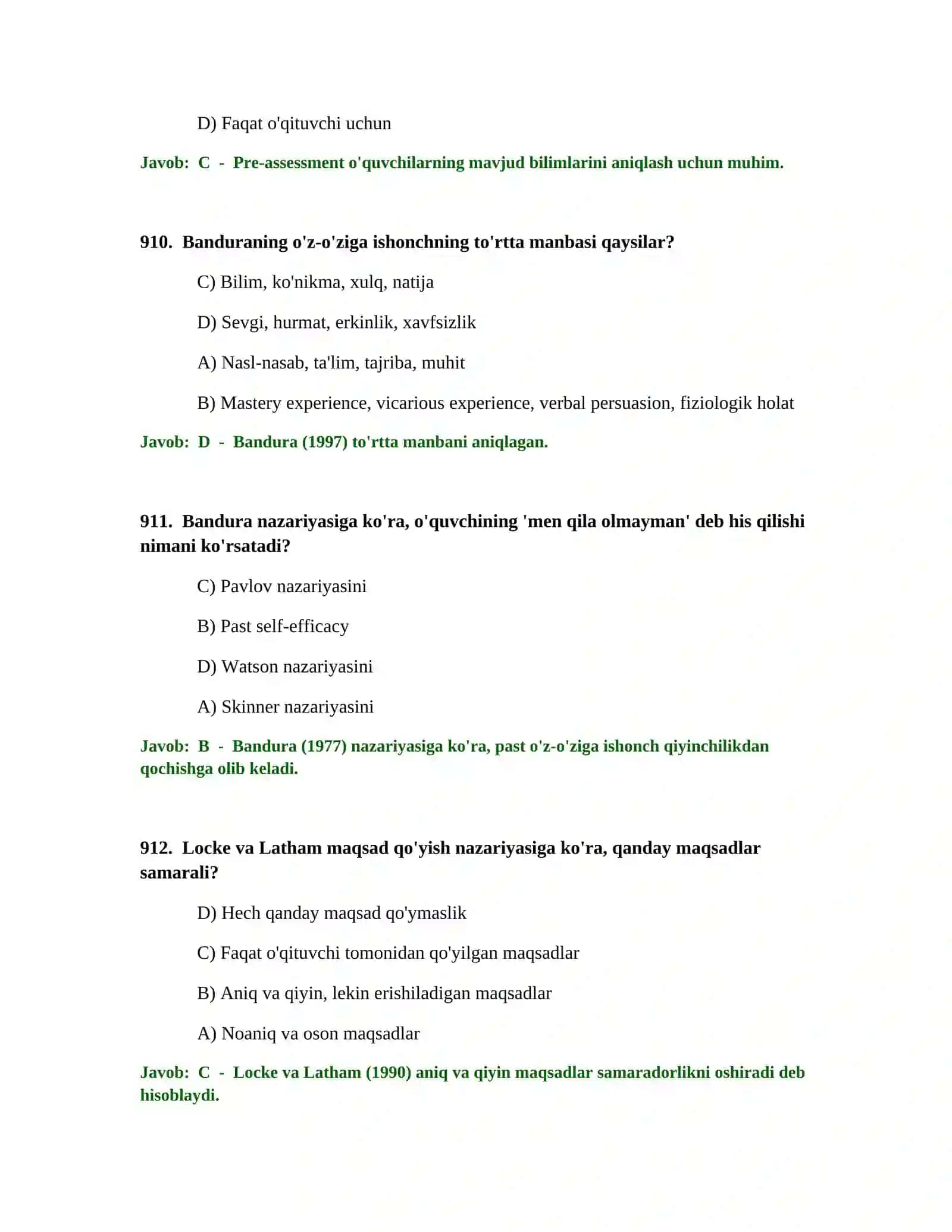 BOSH TALIM O'QITUVCHISI TEST SINOVLARI 4