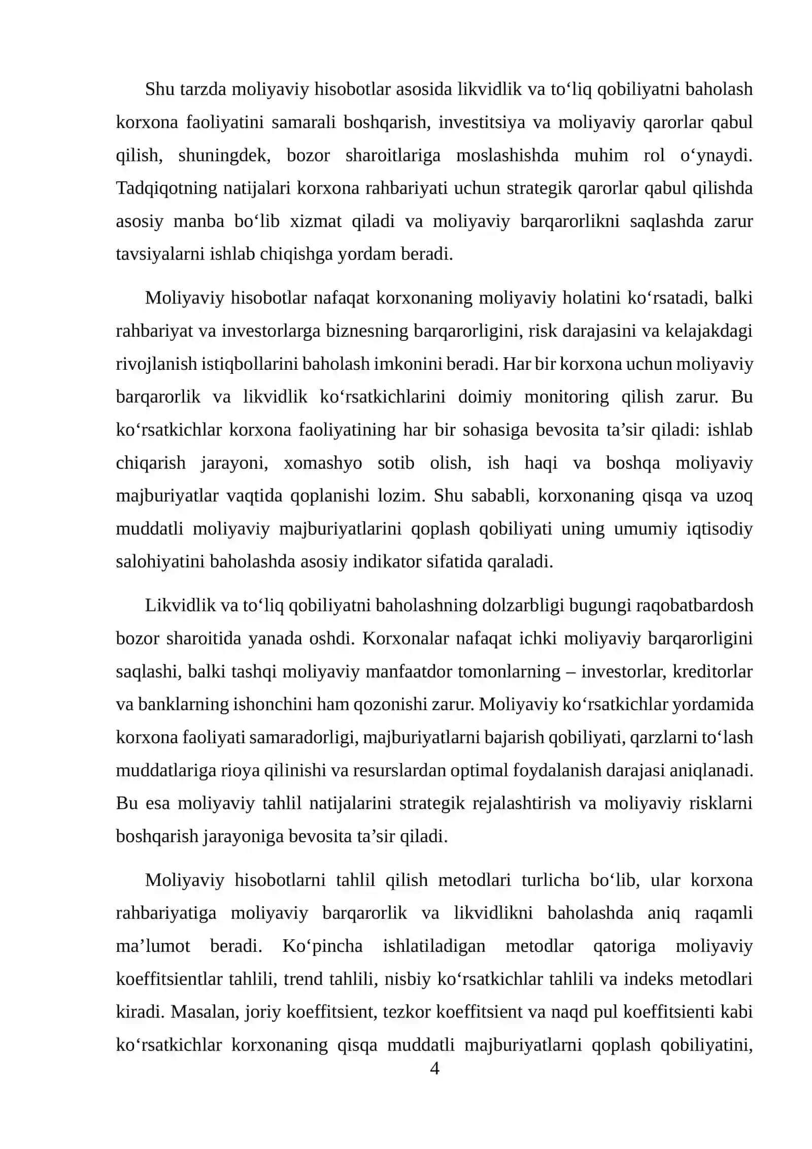 MOLIYAVIY HISOBOTDA LIKVIDLILIK VA TO‘LIQ QOBILIYATINI BAHOLASH METODLARI 4