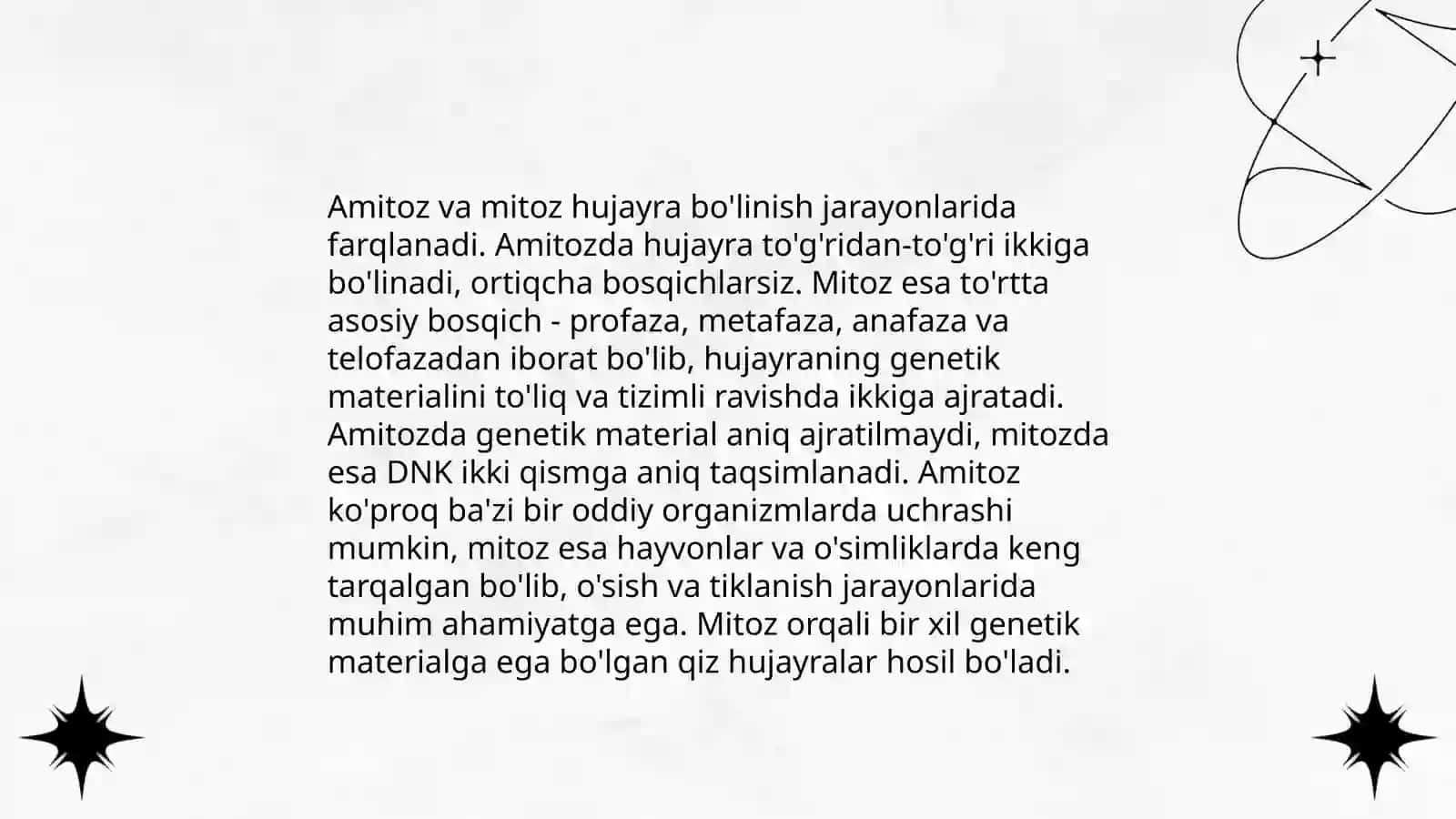 Amitoz, Mitoz va Meyoz Jarayoni 4