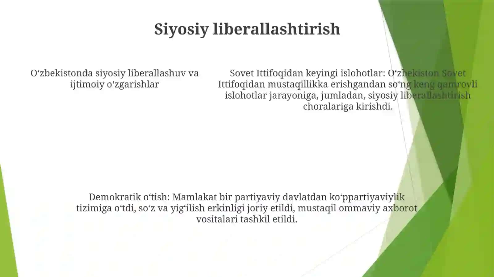 O‘Zbekiston RespublikasidagiIjtimoiyO‘Zgarishlar 4