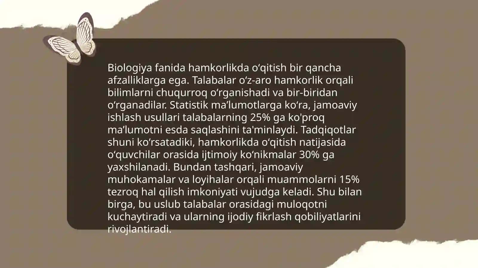 Biologiya oʻqitishda hamkorlikda oʻqitish texnologiyasidan foydalanish 4