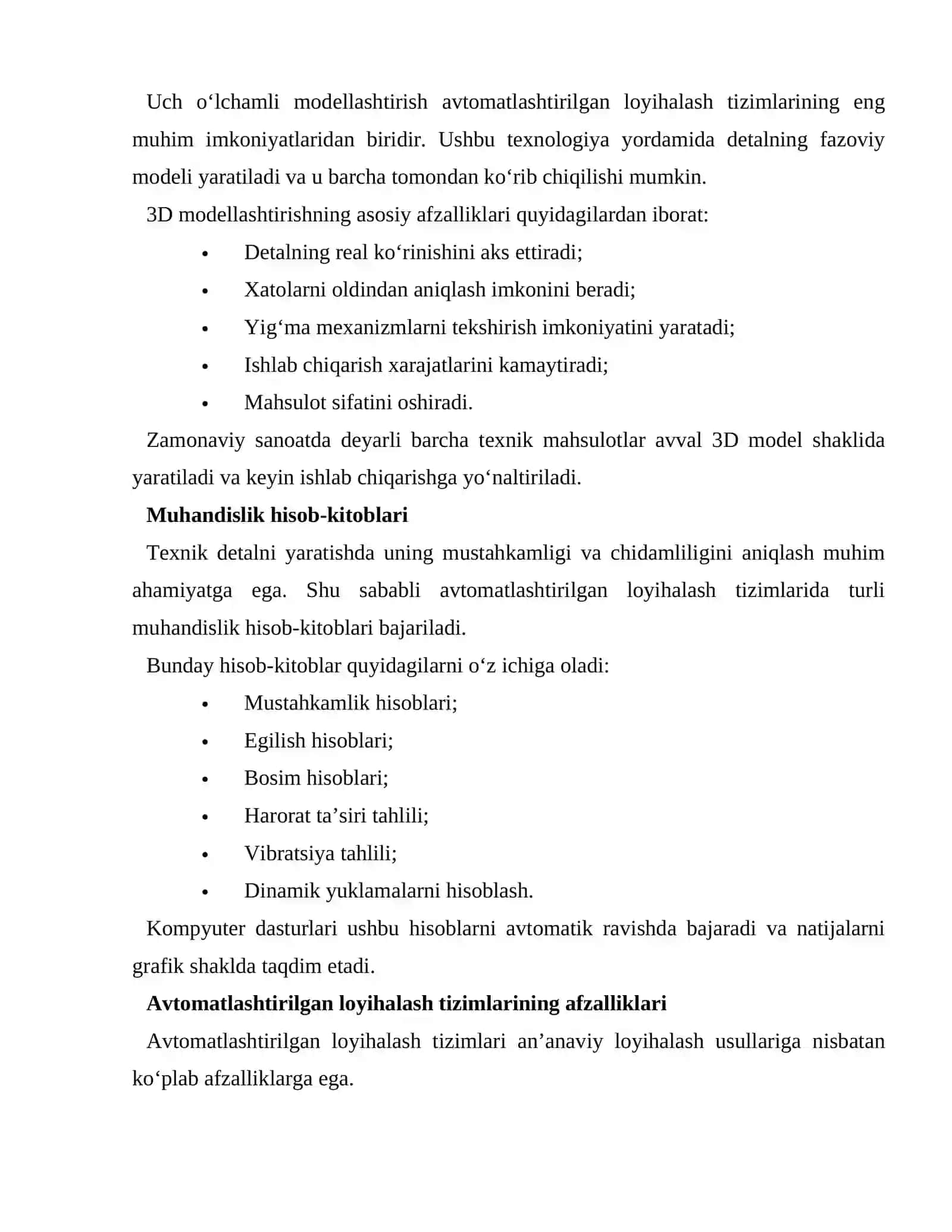 AVTOMATLASHTIRILGAN LOYIHALASH TIZIMLARIDA TEXNIK DETALLARNI LOYIHALASH 4