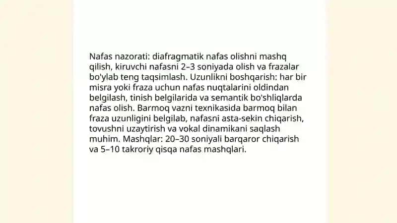 Lirik turdagi asarlarni ifodali oʻqish.Barmoq vaznidagi asarlarni o’qish texnikasi 4