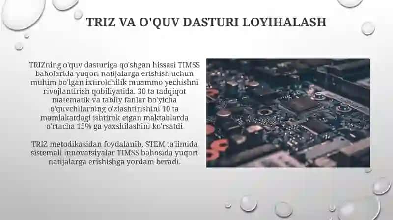 TIMSS XALQARO BAHOLASH DASTURLARINING MOHIYATI TRIZ TEXNOLOGIYASI VA UNING AHAMIYATI 4