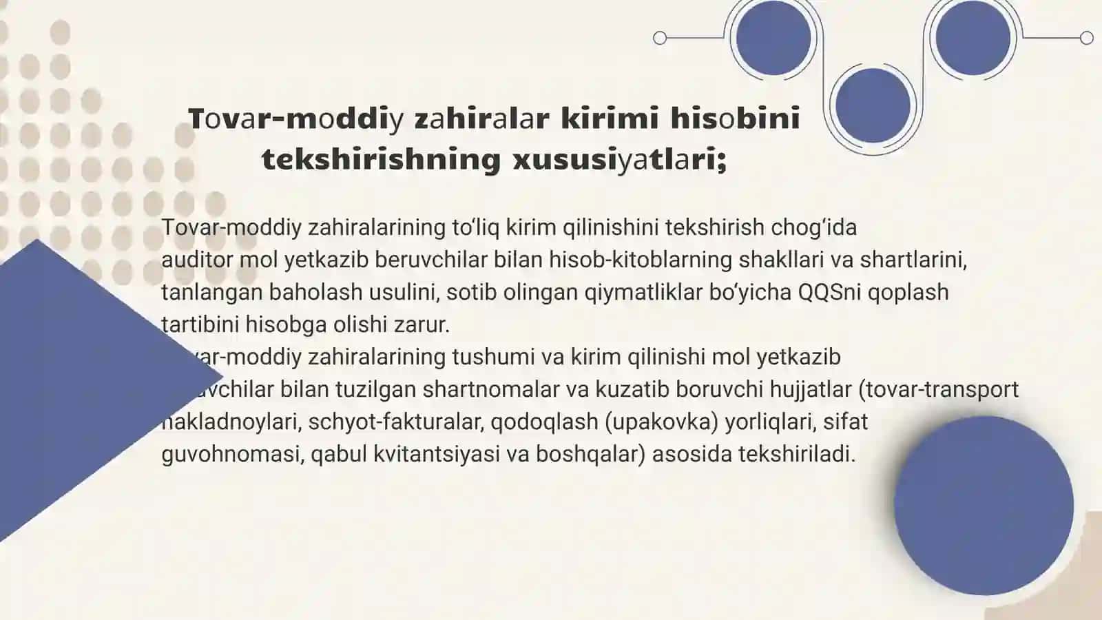TOVAR-MODDIY ZAXIRALAR AUDITINI TASHKIL QILISH 4