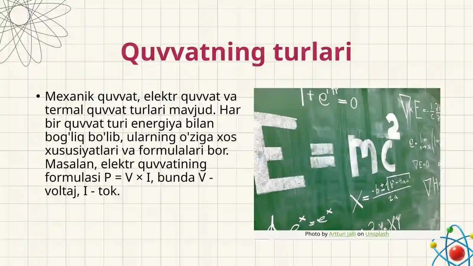 Quvvat. Energiya: kinetik va potensial encrgiya 4