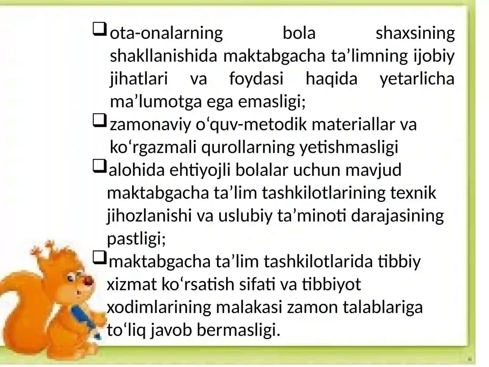 Maktabgacha ta’limni rivojlantirish bo‘yicha davlat siyosati 4