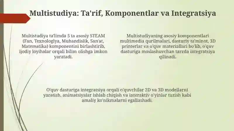 Multistudiya STEAM talim moduli 4