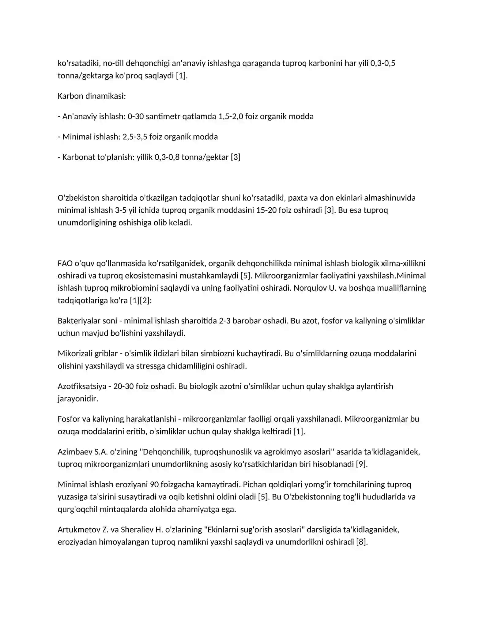 Tuproqga ishlov berishni minimalashtirishning tuproq unumdorligini boshqarishdagi o'rni 4