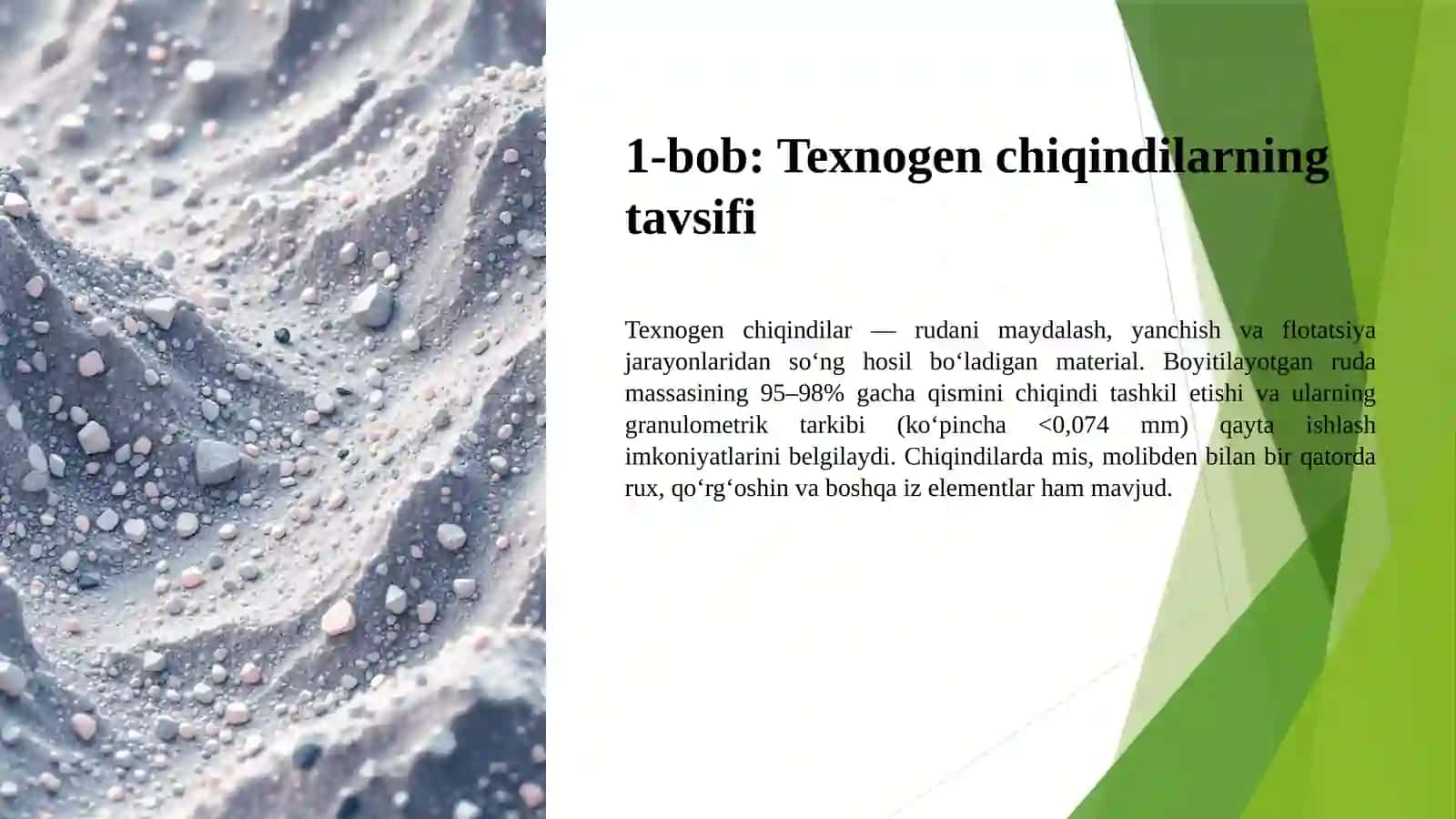 Misboyitish fabrikalari texnogenchiqindilaridan mis-molibden ajratib olish texnologiyasi 4