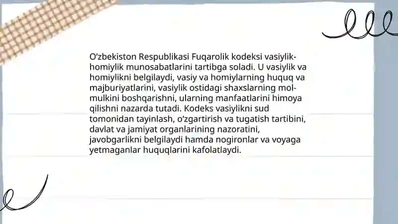 Vasiylik homiylikning me'yoriy huquqiy hujjatlarda aks etishi 4