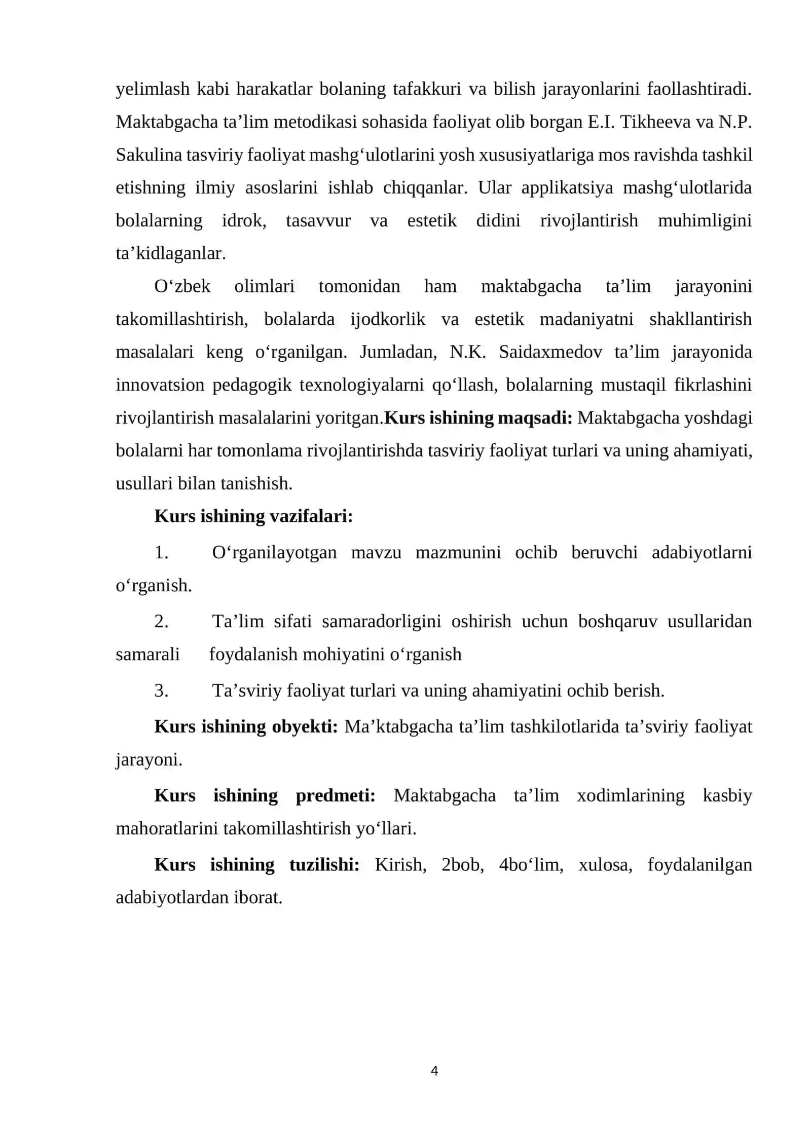 TASVIRIY FAOLIYAT MASHG‘ULOTLARINI TASHKIL ETISH 4