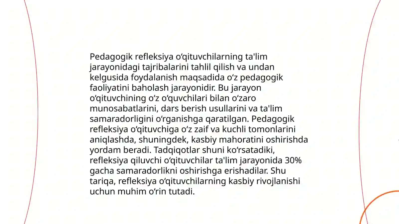 Òqituvchi kasbiy pedagogik refleksiya asosida òz pedagogik mahoratini imkoniyatlarini takomillashrirish 4