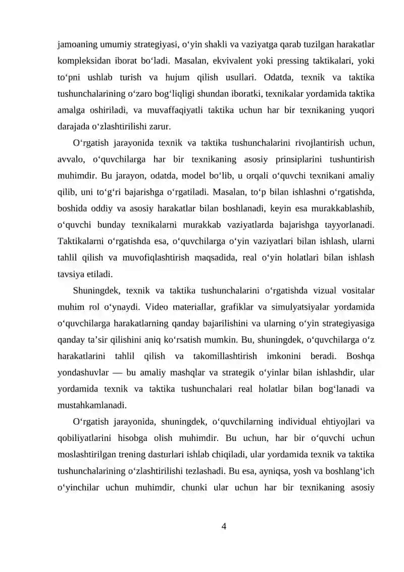 BASKETBOL ÓYIN MASHQLAR TAKTIKASI USULLARINI ÓRGATISHNI TAKOMILLASHTIRISH 4
