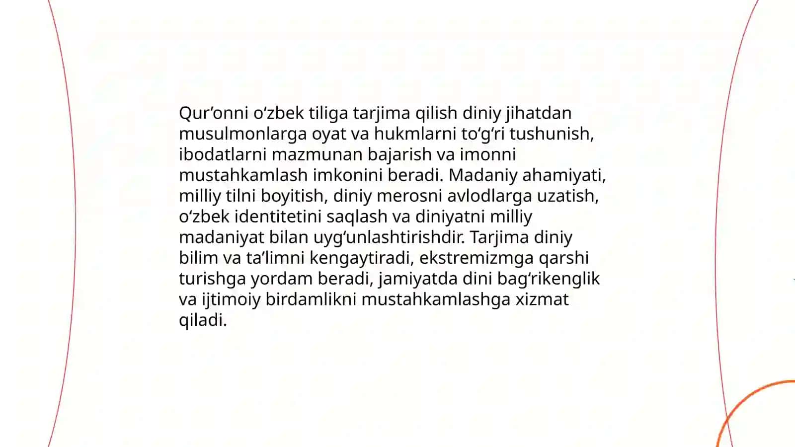 TAQDIMOT "Mustaqilik yillarda quroning Uzbek tilga tarjima qilinshi va tasirlari haqda" 4